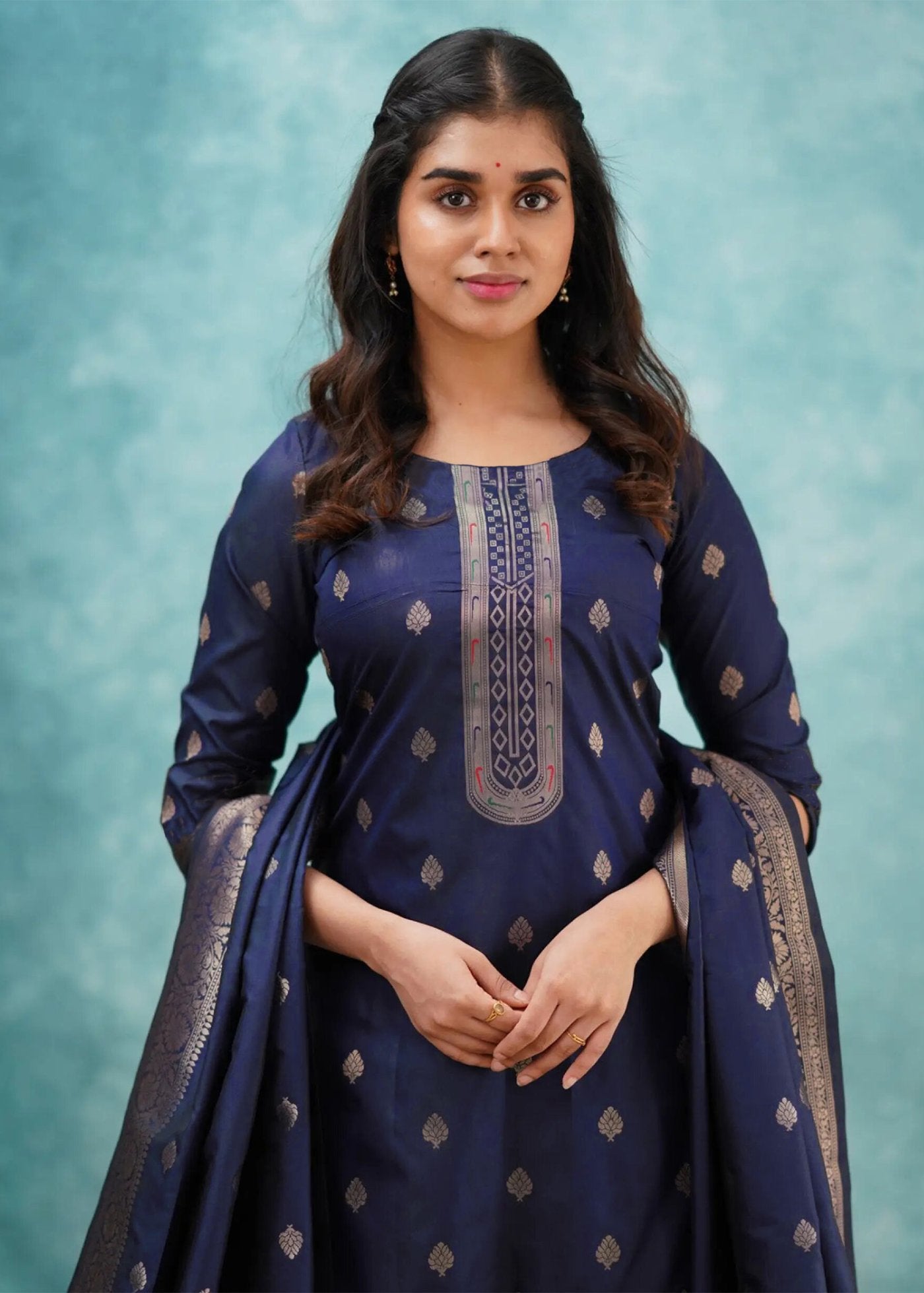 Women Silk  Kurta Pant Dupatta Set
