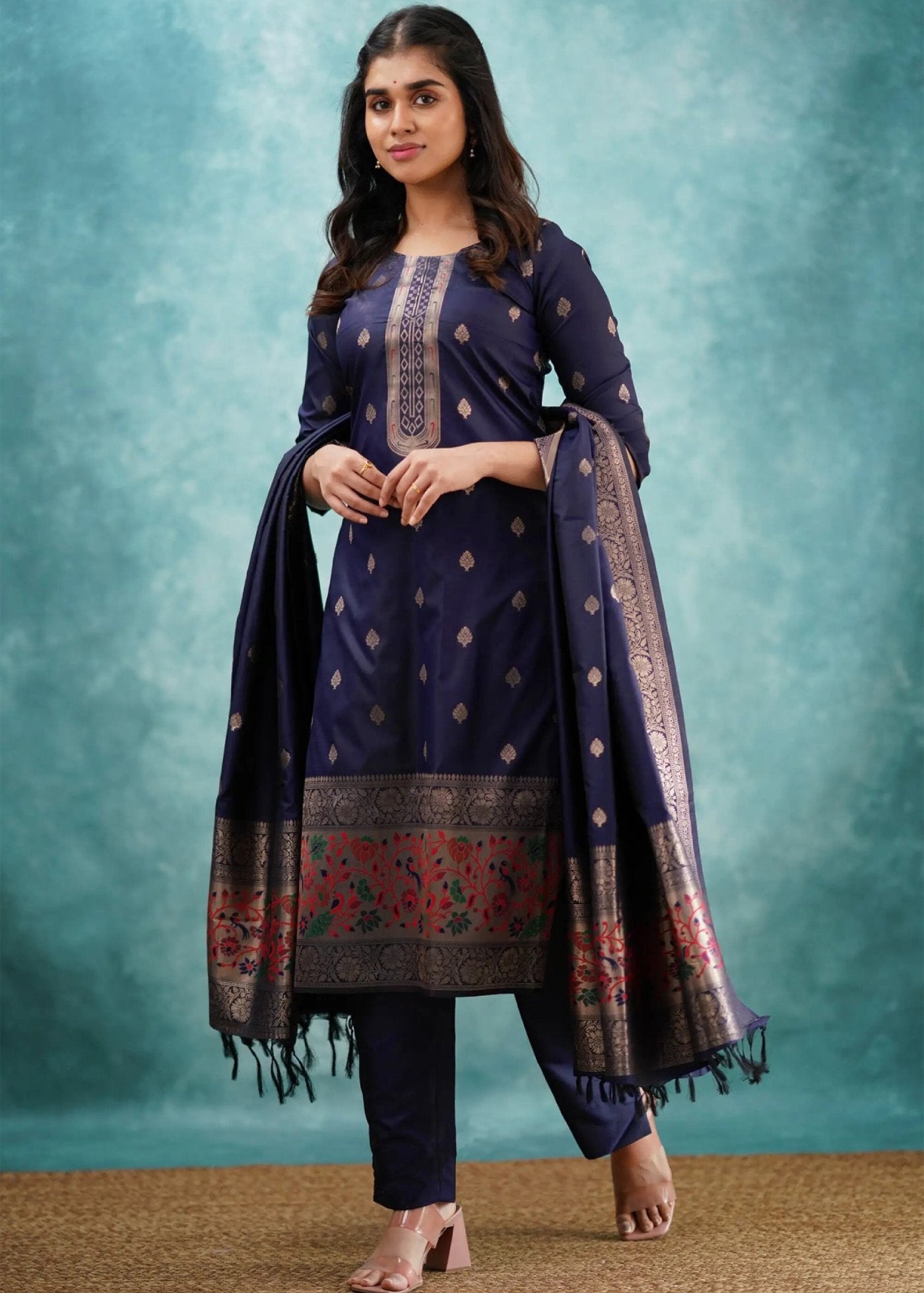 Women Silk  Kurta Pant Dupatta Set