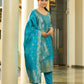 Women Jacquard Kurta Pant Dupatta Set
