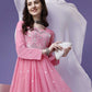 Embroidered Georgette Stitched Anarkali Gown With Dupatta