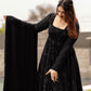 Embroidered Georgette Stitched Anarkali Gown With Dupatta