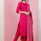 Women Silk Coral Kurta Pant Dupatta Set