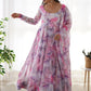 Printed Georgette Stitched Anarkali Gown With Dupatta