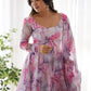 Printed Georgette Stitched Anarkali Gown With Dupatta