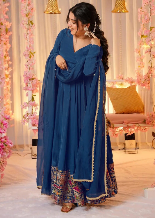 Embroidered Georgette Stitched Anarkali Gown