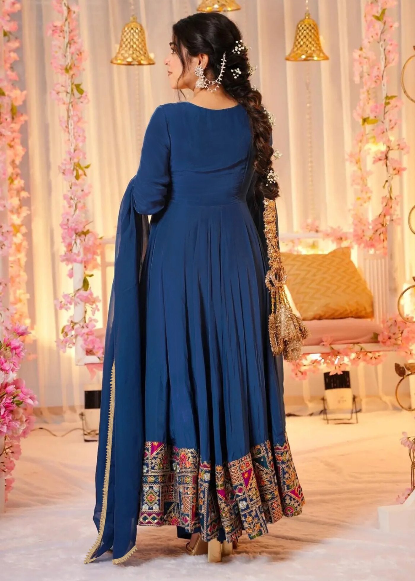 Embroidered Georgette Stitched Anarkali Gown