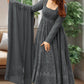 Embroidered Georgette Stitched Anarkali Gown With Dupatta