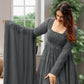 Embroidered Georgette Stitched Anarkali Gown With Dupatta