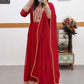 Embroidered Georgette Stitched Anarkali Gown With Dupatta
