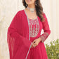 Embroidered Georgette Stitched Anarkali Gown With Dupatta