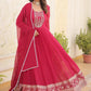 Embroidered Georgette Stitched Anarkali Gown With Dupatta