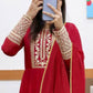 Embroidered Georgette Stitched Anarkali Gown With Dupatta