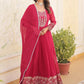 Embroidered Georgette Stitched Anarkali Gown With Dupatta
