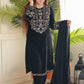 Women Velvet Kurta Pant Dupatta Set