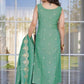 Women Silk  Light Green Kurta Pant Dupatta Set