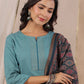 Women Silk  SkyBlue Kurta Pant Dupatta Set
