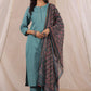 Women Silk  SkyBlue Kurta Pant Dupatta Set