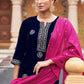 Women Velvet Kurta Pant Dupatta Set