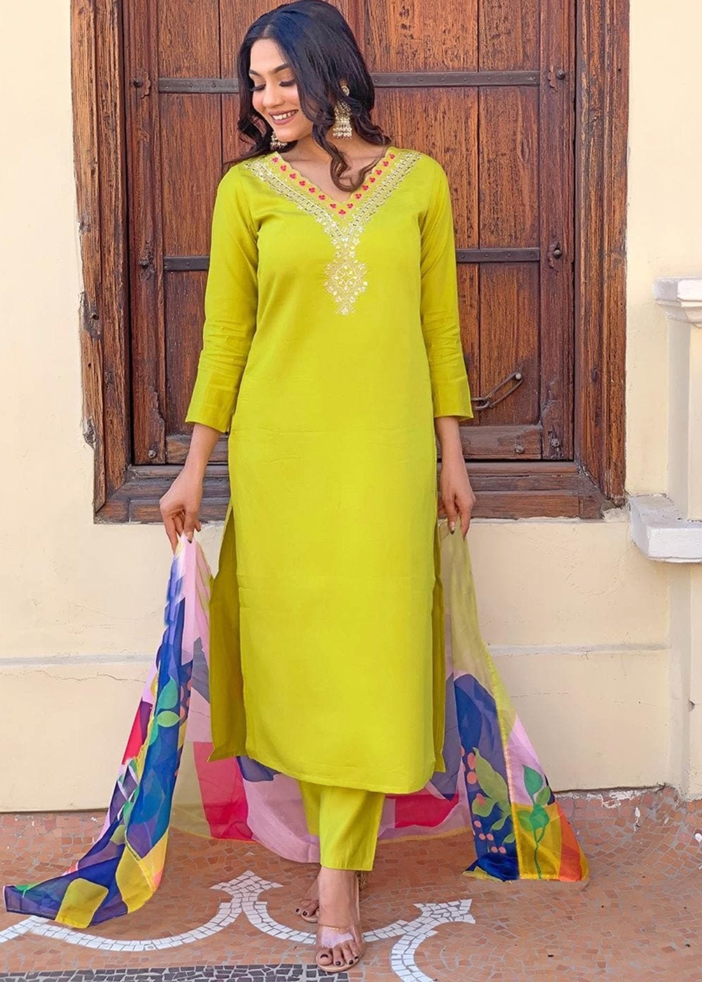 Women Silk  Fivestar Kurta Pant Dupatta Set
