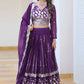 Embroidered, Embellished Semi Stitched Lehenga Choli  (Purple)