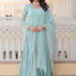 Embroidered Georgette Stitched Anarkali Gown With Dupatta