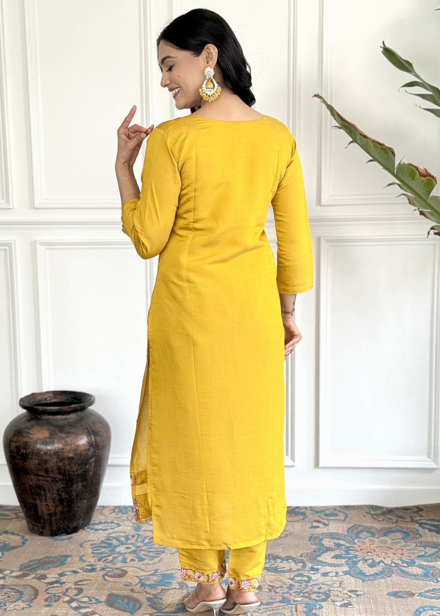 Women Silk Kurta Pant Dupatta Set