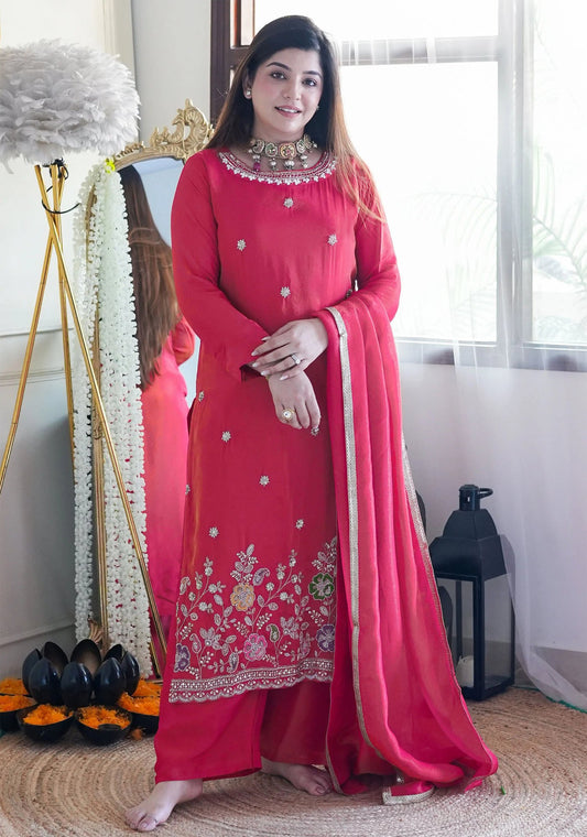Women Silk  Kurta Pant Dupatta Set