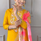Women Silk Begum Kurta Pant Dupatta Set