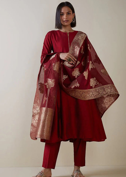 Women Silk  Afghani kurta set