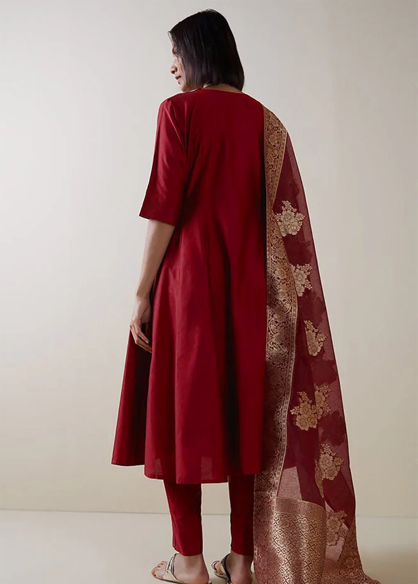 Women Silk  Afghani kurta set