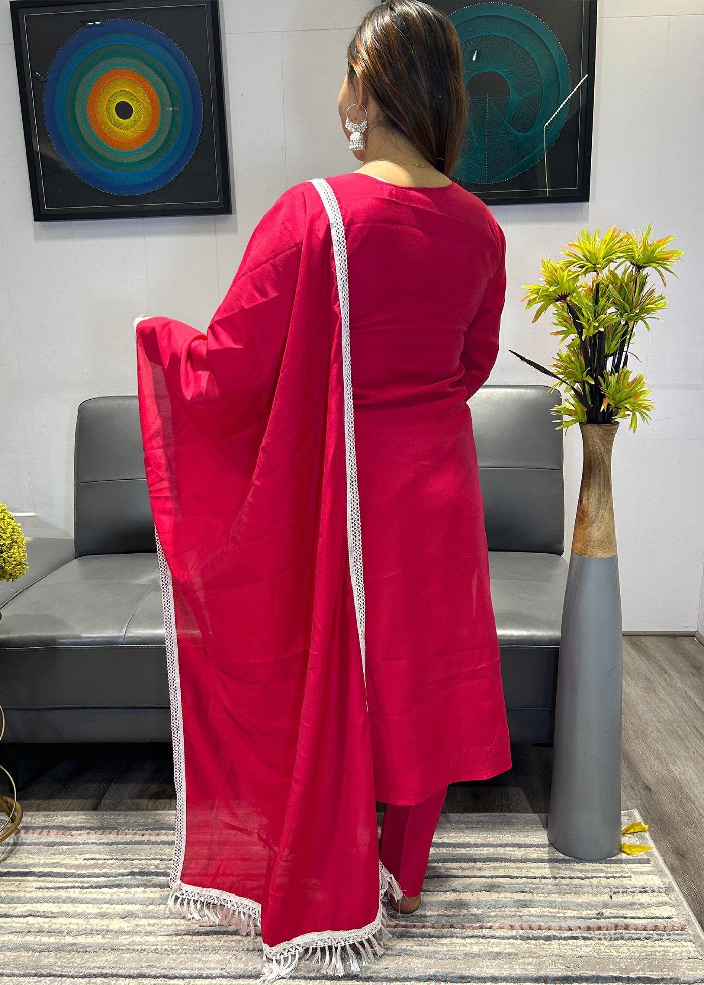 Women Silk Bids  Kurta Pant Dupatta Set