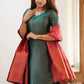 Women Jacquard Kurta Pant Dupatta Set