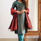 Women Jacquard Kurta Pant Dupatta Set