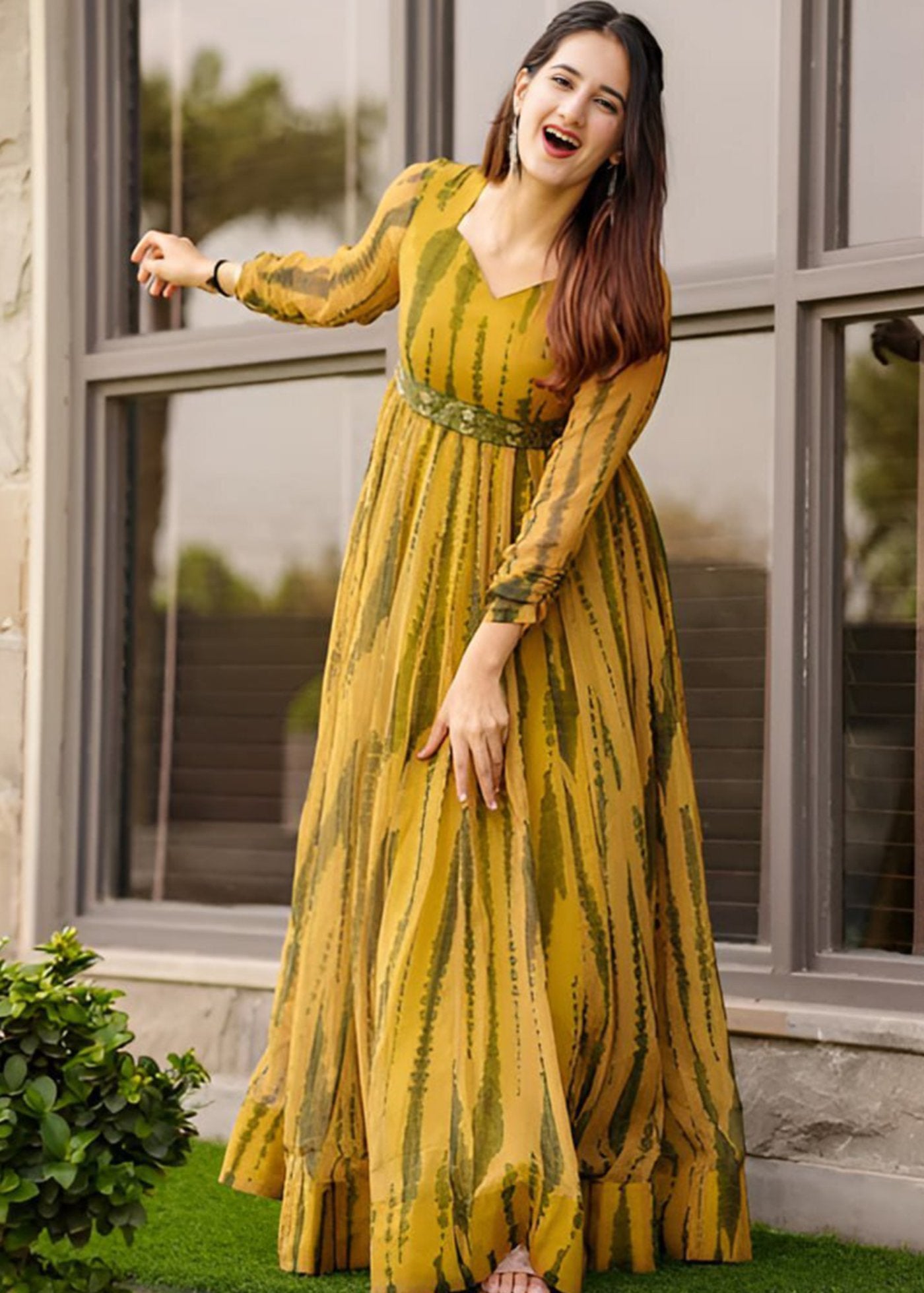 Printed Georgette Stitched Anarkali Gown